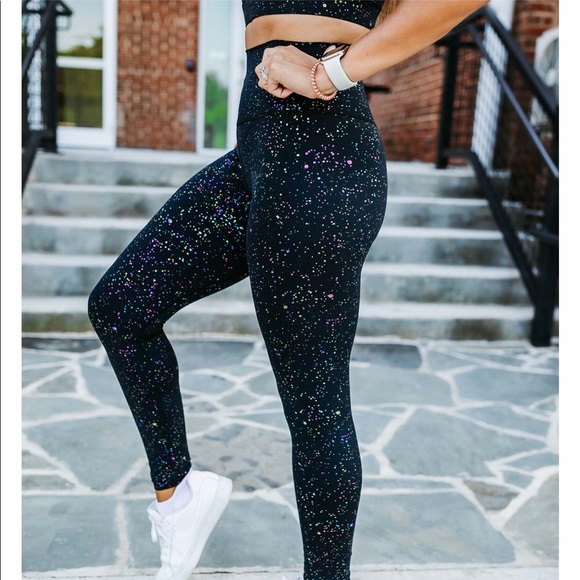 Rainbow Shimmer Black Leggings - Picture 2 of 5